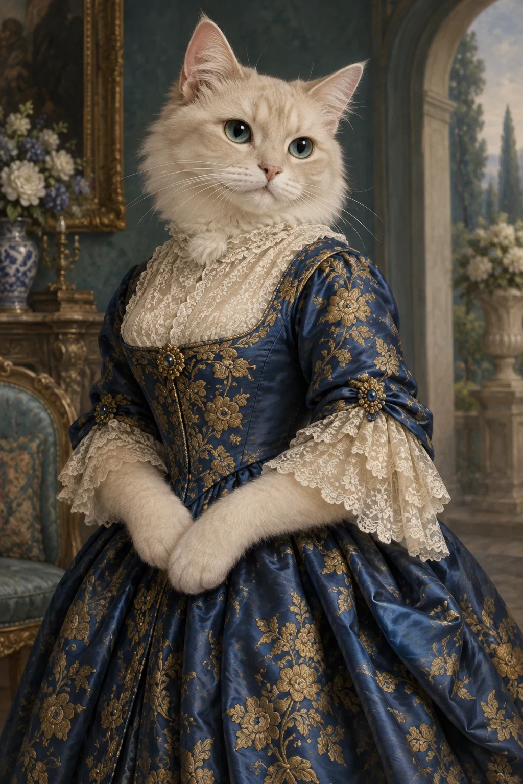 The Sapphire Lady — illustrative pet portrait cover