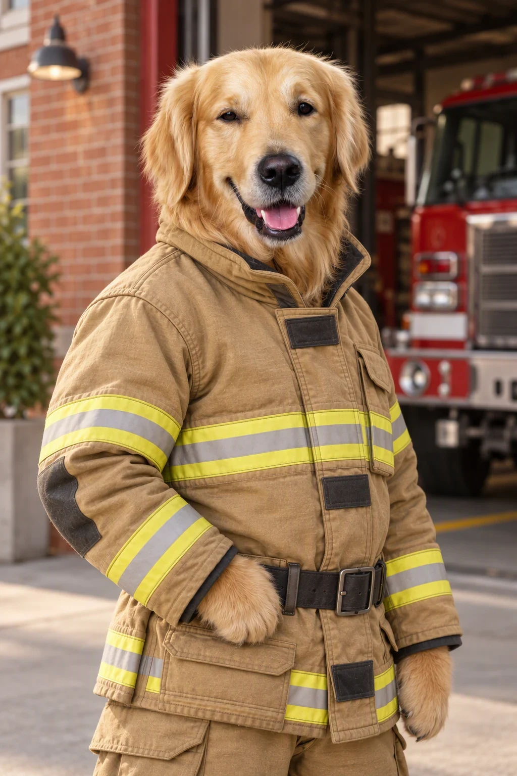 Golden Retriever portrait in The Firefighter