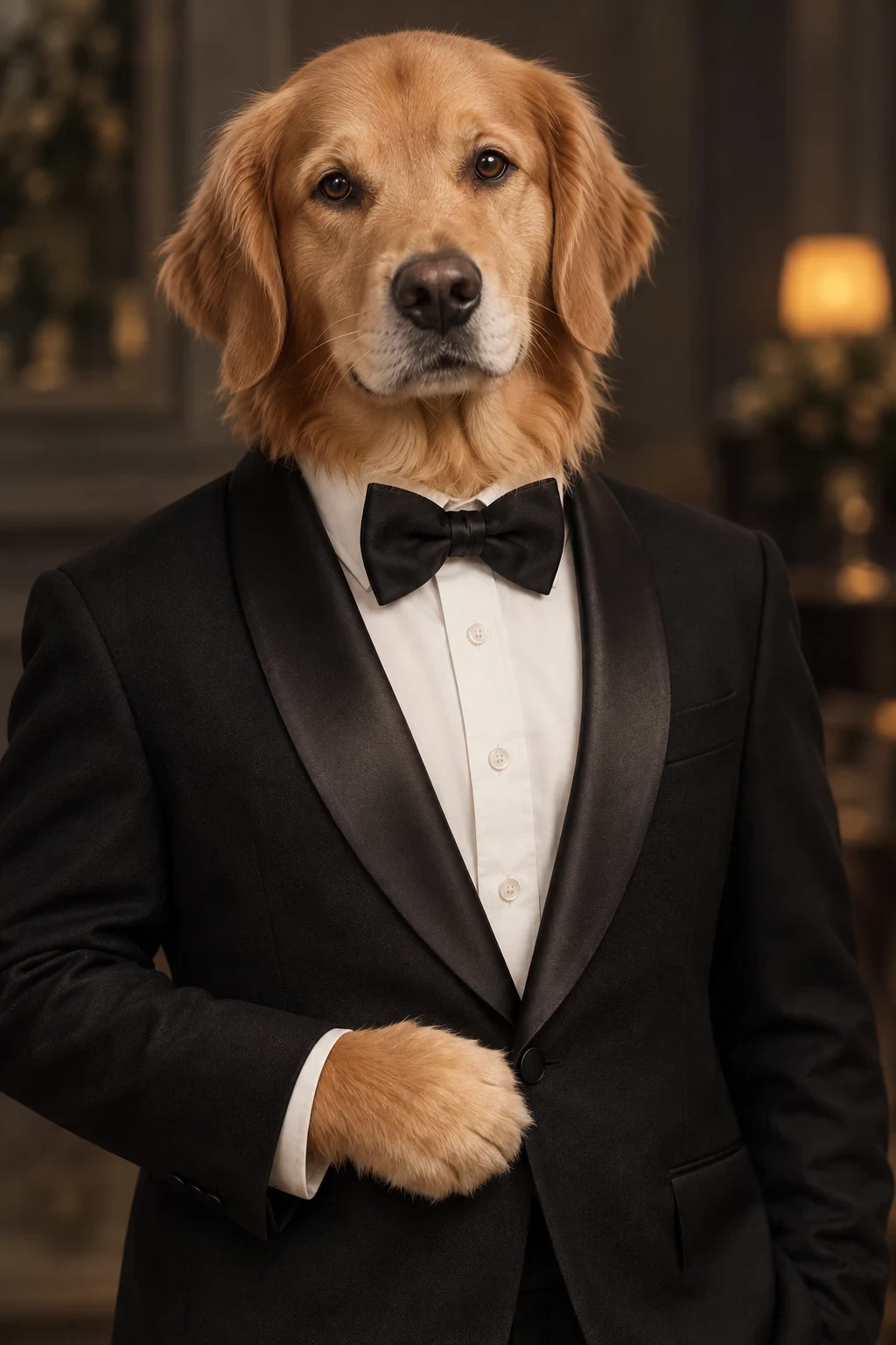 Black Tie — illustrative pet portrait cover
