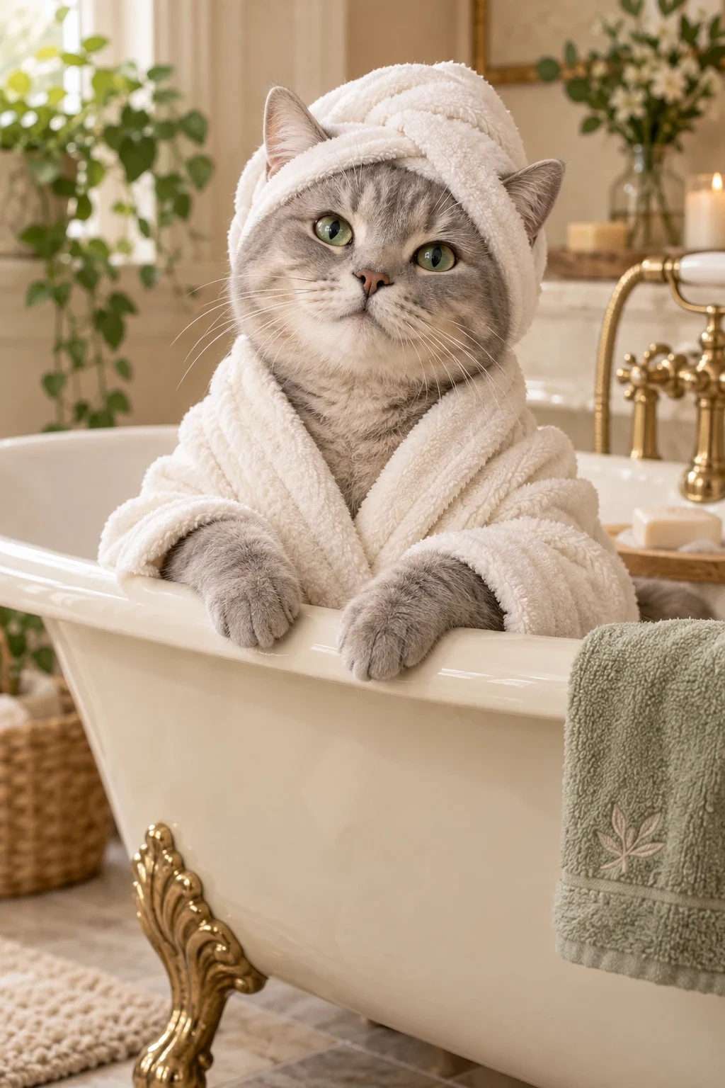 Spa Day — illustrative pet portrait cover